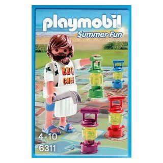 Playmobil   Summer Fun   Mini Board Game for 2 4 Players & Figure   BBQ Chef   6311: Toys & Games