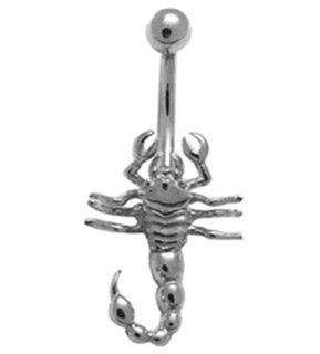 New 14k White Gold Scorpion 14g Belly Button Navel Ring: Body Piercing Rings: Jewelry