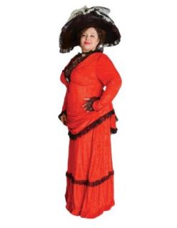 Deluxe Plus Size Victorian Lady Theatrical Quality Costume, Red: Adult Sized Costumes: Clothing
