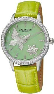 Stuhrling Original Women's 518.1115L88 Vogue Audrey Verona Mariposa Quartz Swarovski Crystal Mother Of Pearl Green Watch: Watches