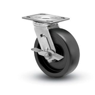 Shepherd Prism Series 6" Diameter Polyolefin Wheel Swivel Caster with Tread Brake, 4 1/2" Length x 4" Width Plate, 650 lbs Capacity, Stainless Steel Finish: Stem Casters: Industrial & Scientific