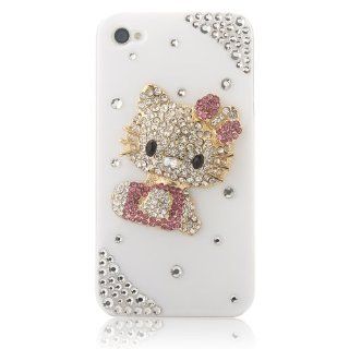 MinisDesign 3d Bling Hot Pink Crystal Rhinestone Hello Kitty Case, Cover for Apple Iphone 4 and 4s (Color: Hot Pink, Fits: At&t, Sprint, Verizon, Package includes: 1 X Screen Protector and Extra Rhinestones): Cell Phones & Accessories
