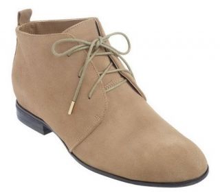 Isaac Mizrahi Live! Suede Leather Flat Lace Up Ankle Boots —