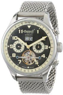 Ingersoll Men's IN1308BKMB Crokett Analog Display Automatic Self Wind Silver Watch: Watches