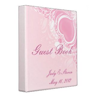 pretty light pink heart swirl design guest book binder