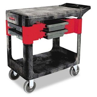 Rubbermaid Commercial Trades Cart, 2 Shelf, 330 Pounds Capacity, 19 1/4 x 38 x 33 3/8, Black (618000BLA): Service Carts: Industrial & Scientific