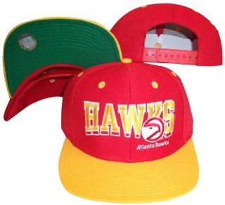 Atlanta Hawks Wave Red/Yellow Two Tone Plastic Snapback Adjustable Plastic Snap Back Hat / Cap : Sports Fan Baseball Caps : Sports & Outdoors