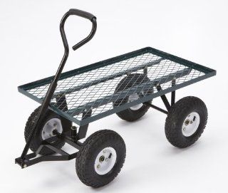 Farm & Ranch FR100F Steel Flatbed Utility Cart with Padded Pull Handle and 10 Inch Pneumatic Tires, 300 Pound Capacity, 34 Inches by 18 Inches, Green Finish : Yard Carts : Patio, Lawn & Garden
