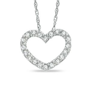 Diamond Accent Dainty Heart Pendant in 10K White Gold   Zales