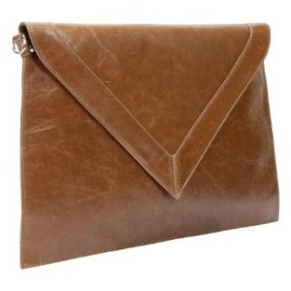 Alex Max BV 2543 MARRONE Made in Italy Leather Brown Envelope Clutch: Shoes