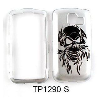 LG Optimus S LS670 Transparent Design, Black Skull Tatoo on Silver Hard Case,Cover,Faceplate,SnapOn,Protector: Cell Phones & Accessories