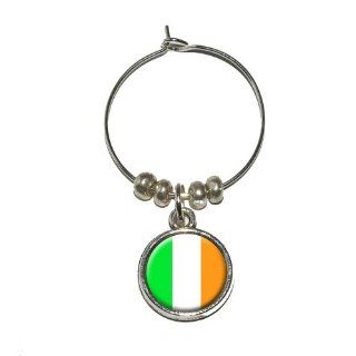 Irish Ireland Flag Wine Glass Charm Drink Stem Marker Ring: Wine Glass Tags: Kitchen & Dining