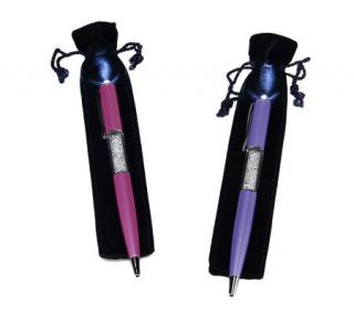 Set of 2 Crystal Filled Pens with Flashlight Tip by Lori Greiner —
