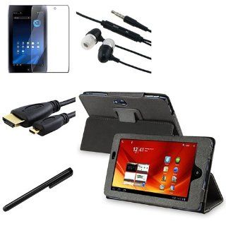 5 Packs Black Leather Case with Screen Protector + Stylus + Headset + Micro HDMI Cale for Acer ICONIA TAB A100: Computers & Accessories