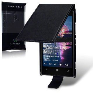 Nokia Lumia 925 Premium Faux Leather Flip Case (Black): Cell Phones & Accessories