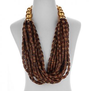 Rara Avis by Iris Apfel Wood and Goldtone Bead 35" Layered Necklace