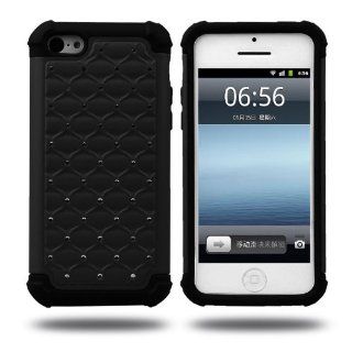HELPYOU Black Iphone 5C New Hybrid Dual Layer Diamond Hard Case With Black Soft Silicone Protective Cover for Apple iPhone 5C: Cell Phones & Accessories