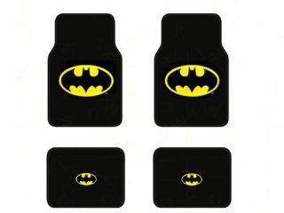 Officially Licensed Universal Fit Front and Rear Logo Carpet Floor Mats   Batman Classic Logo Automotive