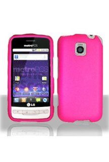 LG MS690 Optimus M Rubberized Shield Hard Case   Hot Pink Cell Phones & Accessories