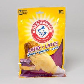LATEX GLOVES MEDIUM 1 PAIR ARM AND HAMMER: Health & Personal Care
