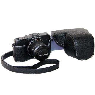 Triline PU Leather Camera Case Bag Grip Strap for Olympus PEN E P5 EP5 With 14 42mm lens / Black Color : Light Compact Slr Camera Bag : Camera & Photo