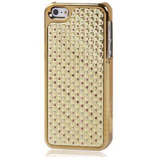 Generic 3D Diamond Texture Diamond Series Plating Skinning Plastic Protective Case with Metal Skin, Plating Border for Apple iPhone 5, 5S Golden Cell Phones & Accessories