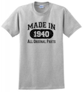 Made in 1940 All Original Parts Birthday Distressed Look T Shirt: Clothing