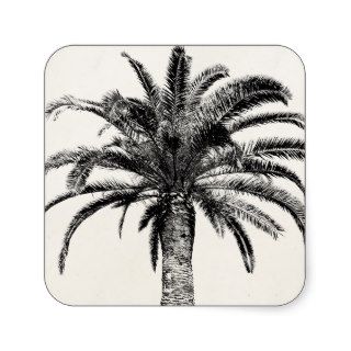 Retro Tropical Island Palm Tree in Black and White Stickers