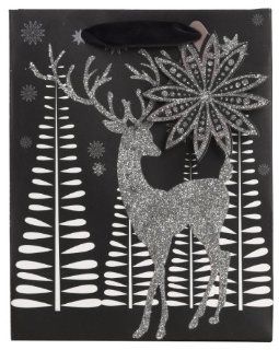 Jillson Roberts Christmas Small Gift Bag, Reindeer Glitter, 6 Count (XST688)  Gift Wrap Bags 