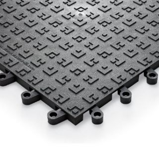 Wearwell Ergodeck Modular Mat Tiles/Ergonomic Flooring   Heavy Duty   18X18"   Single Mat Tile   Solid/Anti Fatigue   Black   18x18"