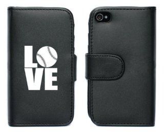 Black Apple iPhone 5 5S 5LP701 Leather Wallet Case Cover Love Baseball Softball Cell Phones & Accessories