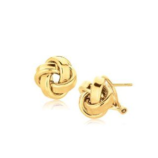14K Yellow Gold Love Knot Stud Earrings: Jewelry