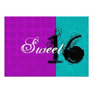 Purple PolkaDotTurquoise Sweet Sixteen Invitations