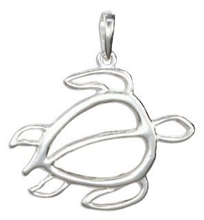 Sterling Silver Silhouette Sea Turtle Pendant: Jewelry