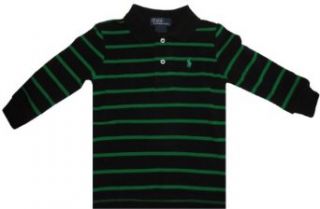Polo Ralph Lauren Infant Boys Long Sleeve Shirt Black w/Green Stripes, 18 Months: Boys Long Sleeve Button Up Polo: Clothing