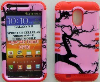 Heavy Duty Double Impact Hybrid Cover Case Real Tree Pink Camo Snap on Over Red Soft Silicone Samsung S2 Galaxy Epic 4g Touch D710 R760 for Sprint/boost Mobile/virgin Mobile/us Cellular: Cell Phones & Accessories
