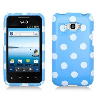 LG Optimus Elite LS696 Polka Dots Light Blue White Design Snap on Case: Cell Phones & Accessories