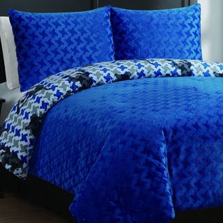 Private Label Forever Young Juvy Freestyle Reversible 3 piece Comforter Set Blue Size Full