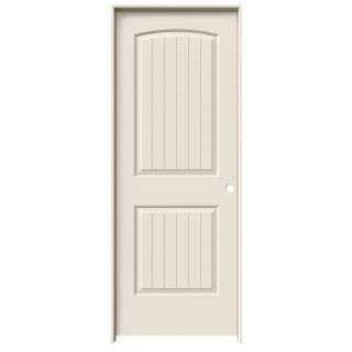 ReliaBilt 2 Panel Round Top Plank Solid Core Smooth Molded Composite Left Hand Interior Single Prehung Door (Common: 80 in x 30 in; Actual: 81.68 in x 31.56 in)