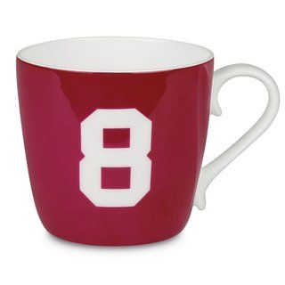 Konitz Number 8 Design Collectible Bone China Ruby Red Mug