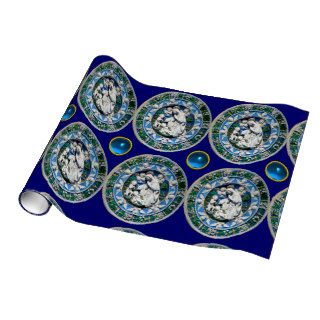 VIRGIN AND CHILD WITH ANGELS, Round Blue Sapphire Wrapping Paper