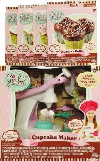 Girl Gourmet Cupcake Maker Bonus Bundle 4 Refill Mix Vanilla Cinnamon Sugar Red Velvet and Chocolate: Toys & Games