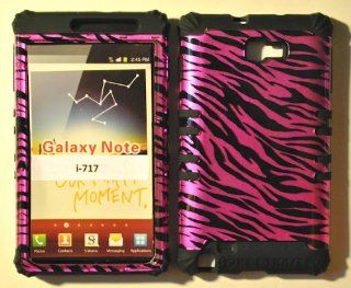 2 in 1 Hybrid Cover Black Skin + Pink Zebra Snap On Case for Samsung Galaxy Note i717: Cell Phones & Accessories
