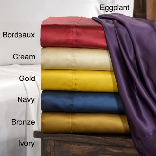 Luxury Linens Inc. Elle   Alix Pure Mulberry 100 percent Silk Satin Sheet Set Red Size King