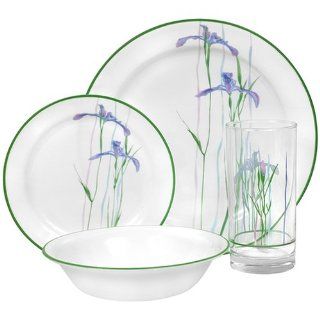 Corelle Impressions 16 Piece Dinnerware Set with Drinkware, Service for 4, Shadow Iris: Kitchen & Dining