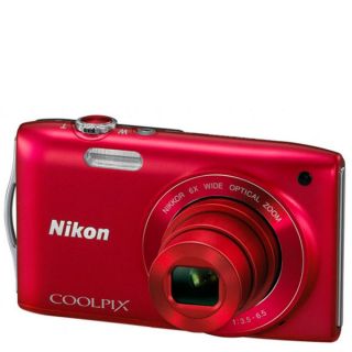 Nikon Coolpix S3200 Compact Digital Camera (16MP, 6x Optical Zoom, 2.7 Inch LCD)   Red   Grade A Refurb      Electronics