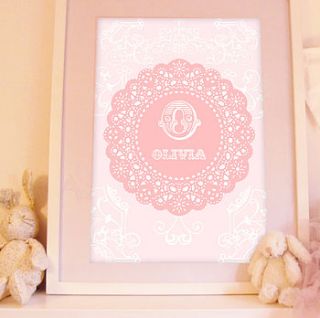 personalised doily name print by olivia sticks with layla