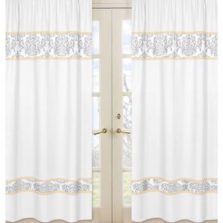 Sweet Jojo Designs Avery Grey/ Yellow Damask Curtain Panels (set Of 2)