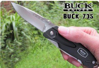 OEM 100% Genuine BUCK 735 Knives Black X Tract Essential 5CR15MOV Blade Outdoor Survival Pocket Folding Knife : Folding Camping Knives : Sports & Outdoors