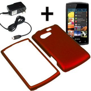 AM Hard Shield Shell Cover Snap On Case for Sprint, Virgin Mobile Kyocera Rise C5155 + Travel Charger Red: Cell Phones & Accessories